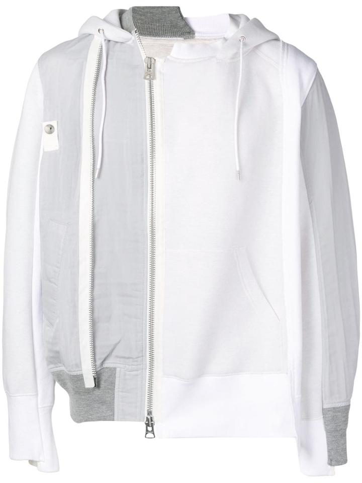 Sacai Off White Zip Up Hoodie