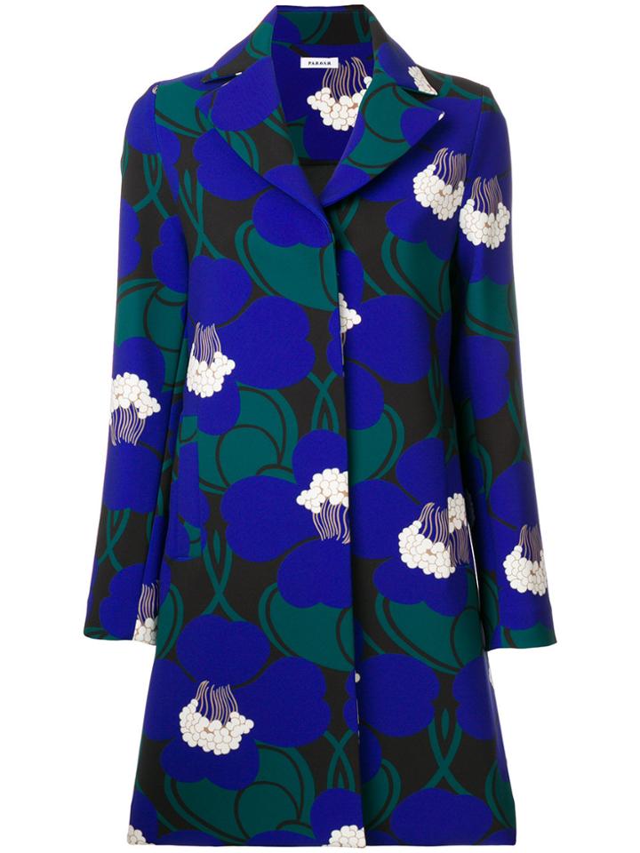 P.a.r.o.s.h. Floral Single Breasted Coat - Blue