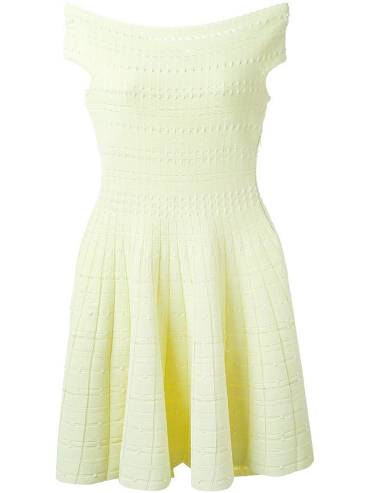 Alexander Mcqueen - Knitted Flared Dress - Women - Cotton/polyamide/polyester/viscose - M, Yellow/orange, Cotton/polyamide/polyester/viscose