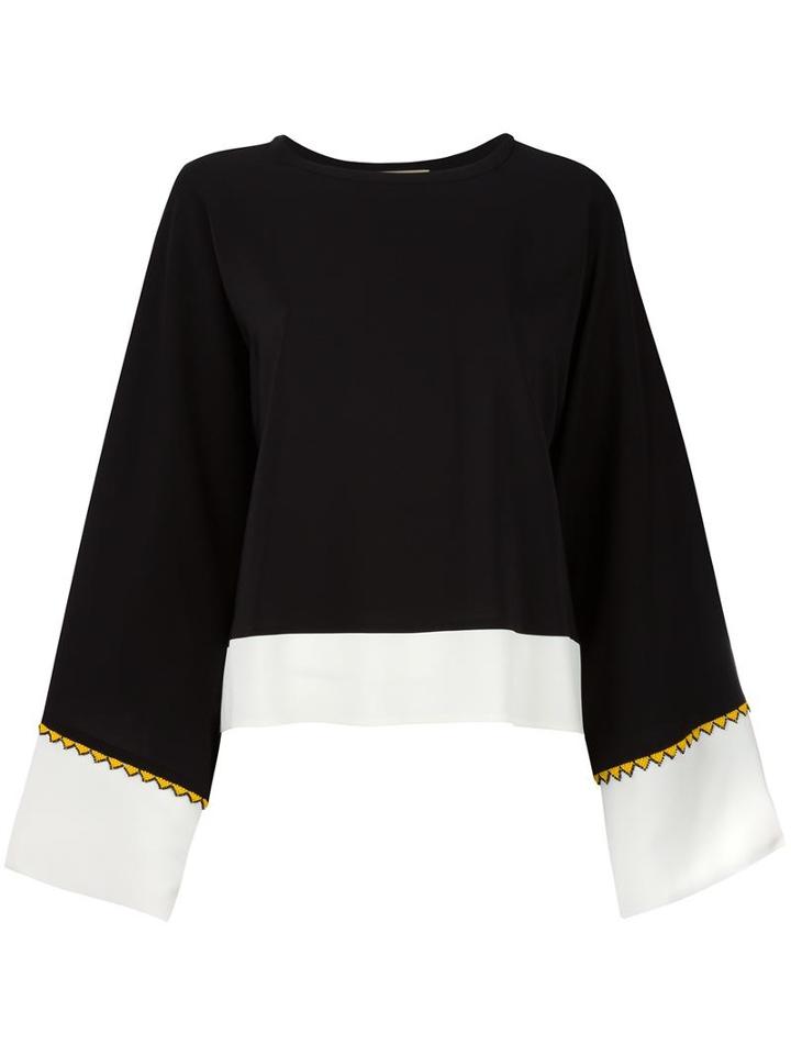 Etro Beaded Detailing Flared Blouse, Women's, Size: 44, Black, Silk/glass