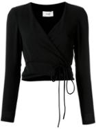 Egrey - Wrap Style Top - Women - Polyester - 36, Black, Polyester