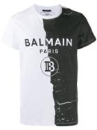 Balmain Two-tone Logo Print T-shirt - White