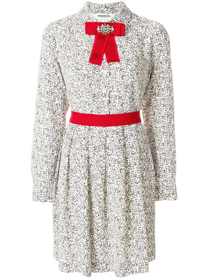 Essentiel Antwerp Embellished Pussy Bow Dress - Nude & Neutrals