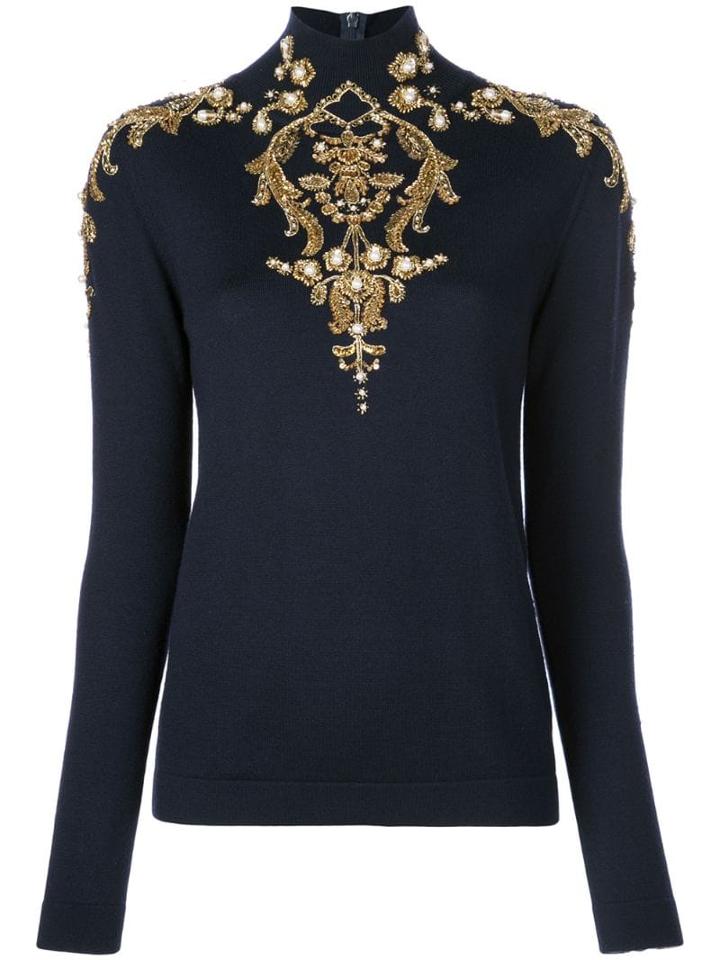 Oscar De La Renta Bead Embroidery Jumper - Blue