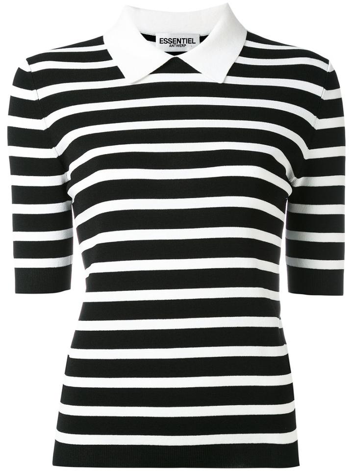 Essentiel Antwerp - Stripe Knitted Top - Women - Cotton/nylon/viscose - M, Black, Cotton/nylon/viscose