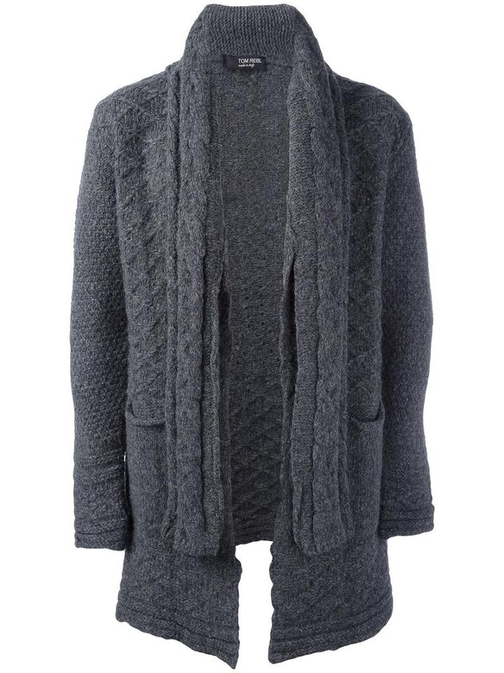 Tom Rebl Shawl Lapel Cardigan, Men's, Size: Medium, Grey, Acrylic/wool/alpaca/polyamide