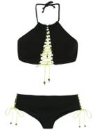 Amir Slama Lace Up Bikini Top - Black