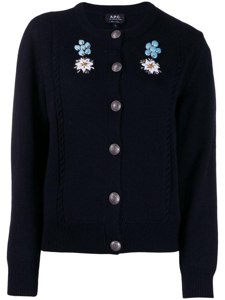 A.p.c. Embroidered Floral Cardigan - Blue