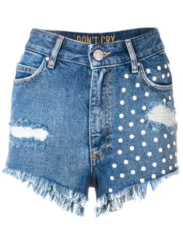 Don't Cry Denim Shorts - Blue