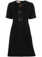 Marni Button Placket Short Dress - Black