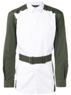 Comme Des Garçons Shirt Belted Contrast Shirt, Men's, Size: Large, White, Cotton