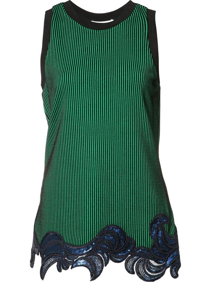 3.1 Phillip Lim Sequin Embroidered Tank Top, Women's, Size: Small, Green, Polyester/spandex/elastane/viscose