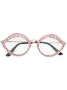 Gucci Eyewear Acetate Winged Glasses - Pink & Purple