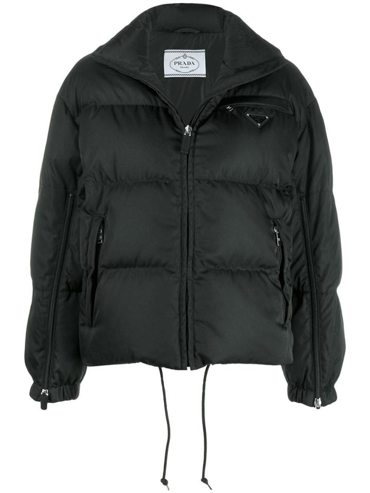 Prada Zipped Nylon Puffer Jacket - Black