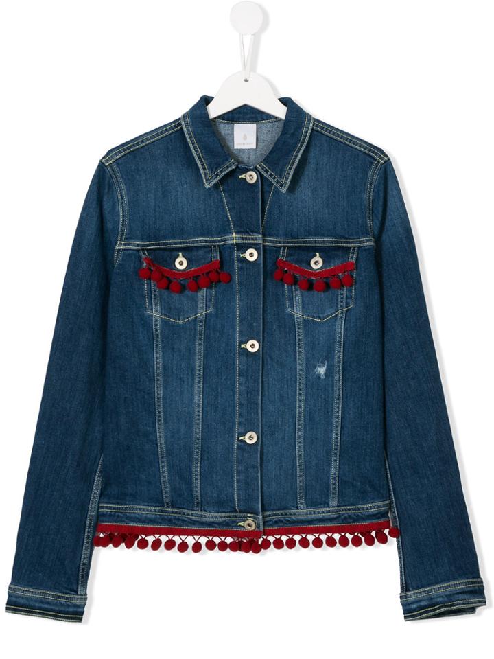 Dondup Kids Pom Pom Embellished Denim Jacket - Blue