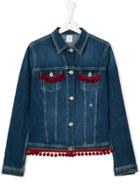 Dondup Kids Pom Pom Embellished Denim Jacket - Blue
