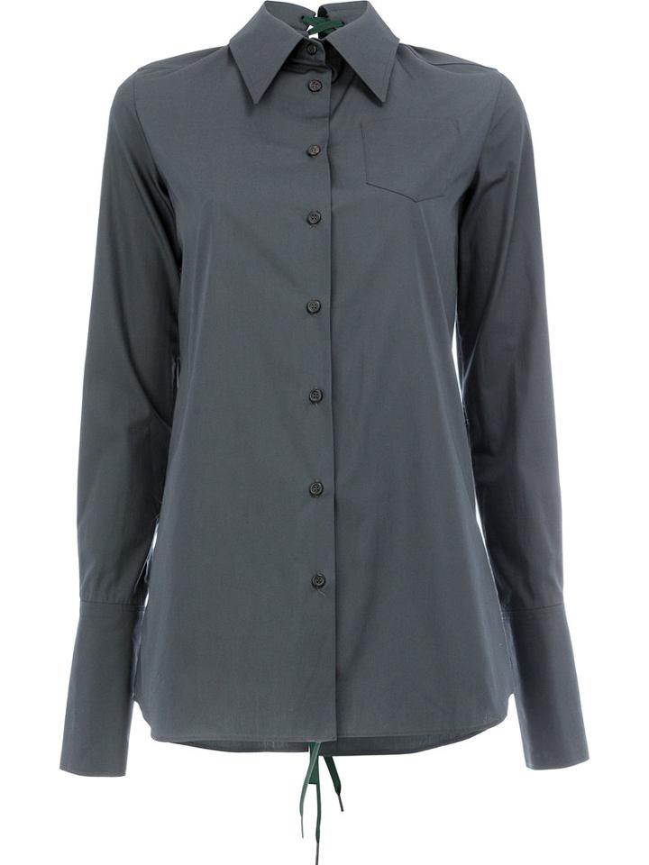 Yang Li - Lace-up Back Shirt - Women - Cotton - 40, Green, Cotton