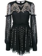 Wandering Embellished Flared Dress - Black