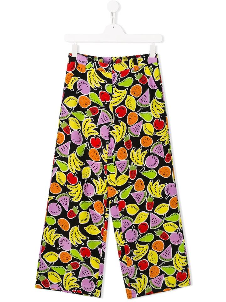 Stella Mccartney Kids Fruit Print Wide Leg Trousers - Black