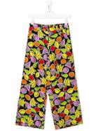 Stella Mccartney Kids Fruit Print Wide Leg Trousers - Black