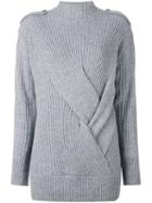 Rag & Bone Ribbed Knotted Detail Jumper, Women's, Size: Small, Grey, Silk/merino
