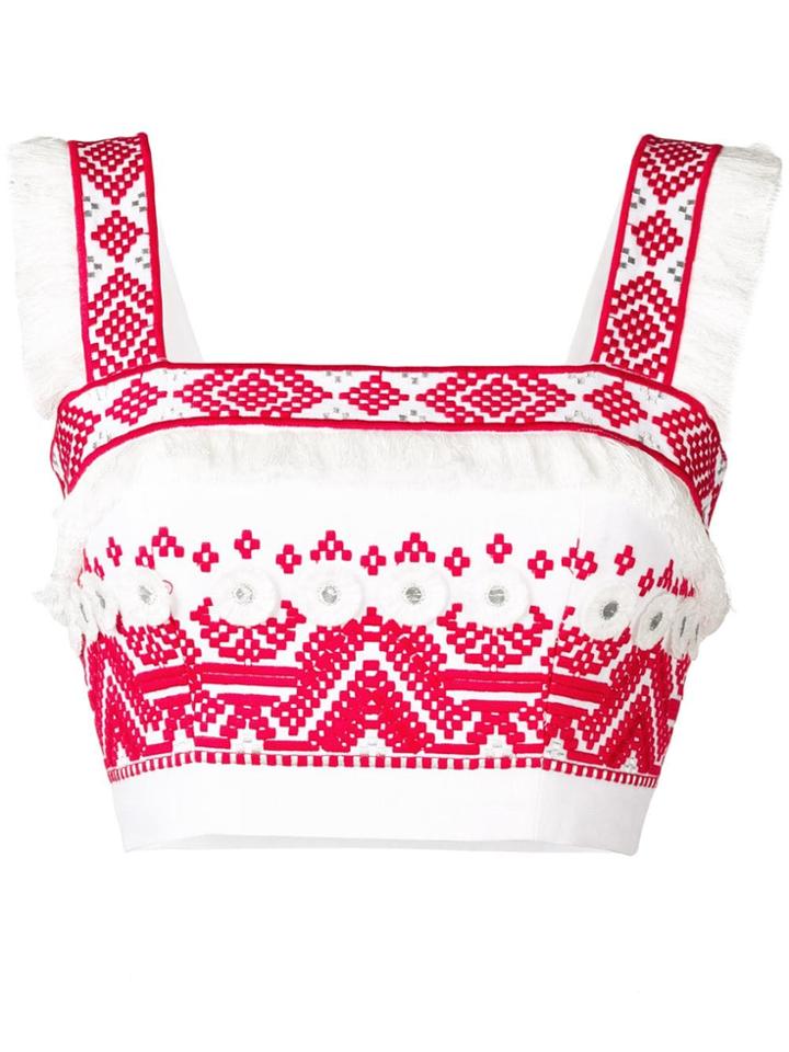 Alexis Liddy Embroidered Crop Top - White