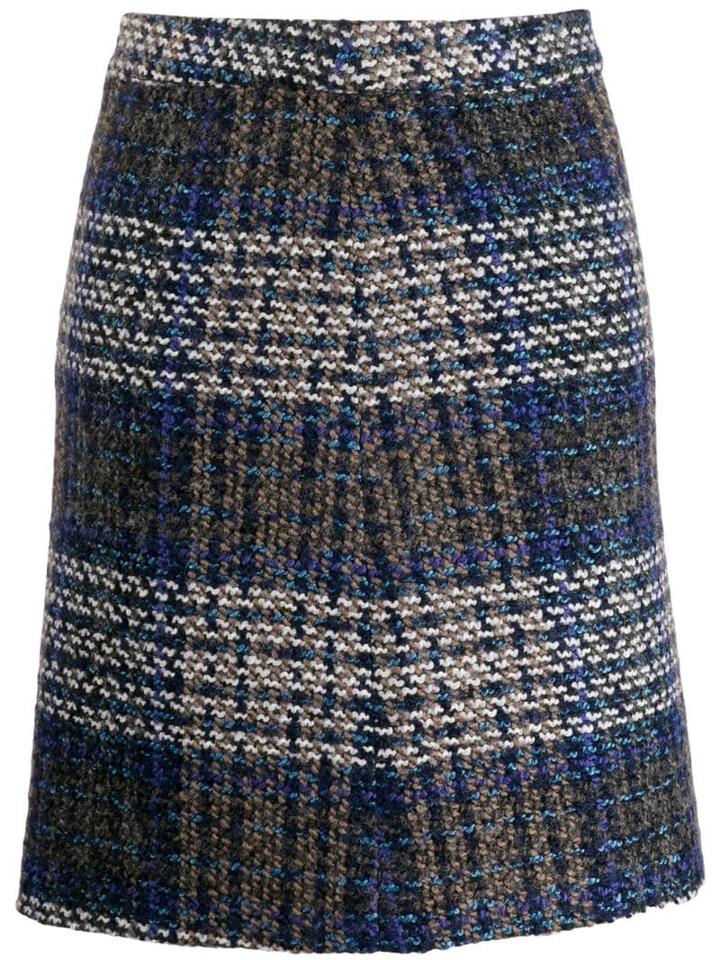 Steffen Schraut Plaid High Waisted Skirt - Blue