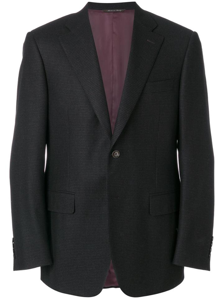 Canali Two Buttoned Plaid Jacket - Black