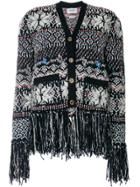 Thom Browne Boxy V-neck Cardigan With Anchor Fair Isle Jacquard In