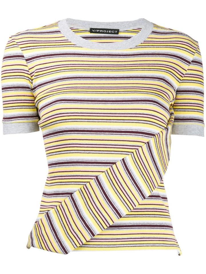 Y/project Striped Ribbed T-shirt - Yellow