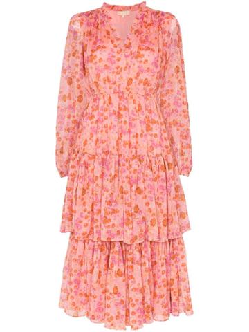 By Timo Floral Tiered Midi Dress - Pink