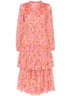 By Timo Floral Tiered Midi Dress - Pink
