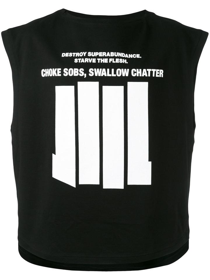 Julius - Lettering Print Sleeveless Sweatshirt - Men - Cotton - I, Black, Cotton