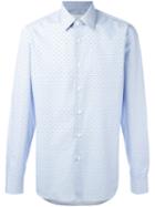 Prada Tile Print Shirt, Men's, Size: 39, Blue, Cotton