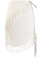 Caravana Fringed Asymmetric Skirt - Neutrals