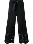 Twin-set - Lace Trim Trousers - Women - Cotton/polyamide/spandex/elastane/viscose - 40, Women's, Black, Cotton/polyamide/spandex/elastane/viscose