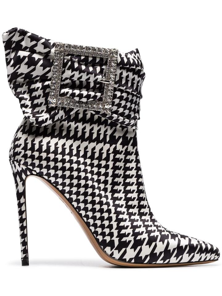 Alexandre Vauthier Black And White Yasmin 100 Houndstooth Print Buckle