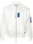Education From Youngmachines Faux Fur Patches Bomber Jacket - White