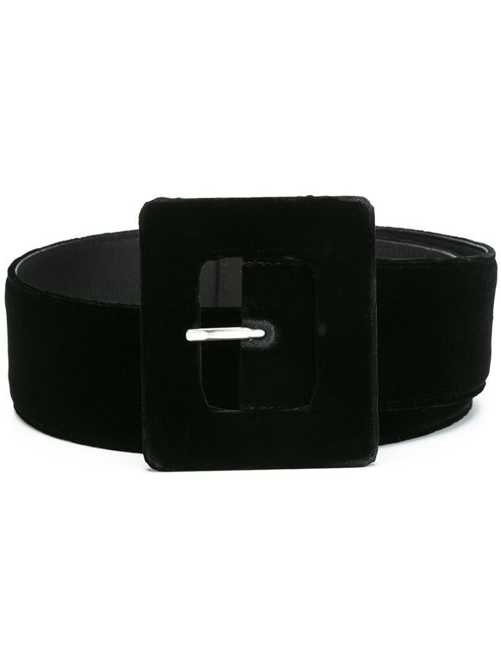 Saint Laurent Carrée Buckle Covered Corset Belt, Women's, Size: 80, Black, Viscose