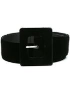Saint Laurent Carrée Buckle Covered Corset Belt, Women's, Size: 80, Black, Viscose