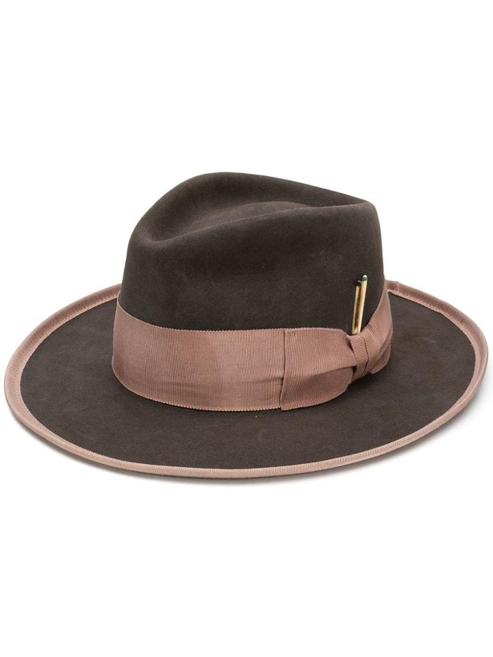 Nick Fouquet Ribbon Fedora Hat - Brown