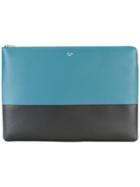 Céline Contrast Clutch Bag, Women's, Blue, Calf Leather/lamb Skin/viscose