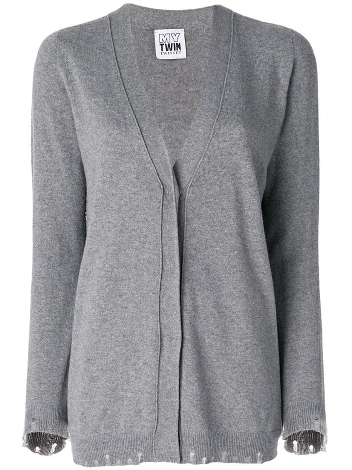 Twin-set Distressed Effect Cardigan - Grey