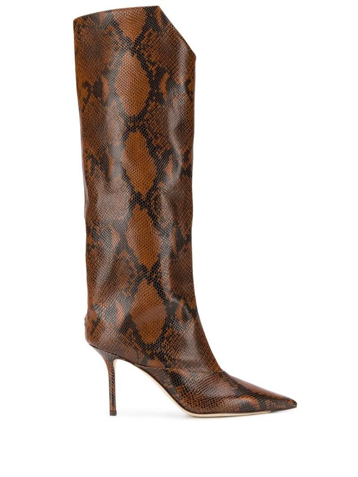 Jimmy Choo Brelan 85 Snakeskin Effect Boots - Brown