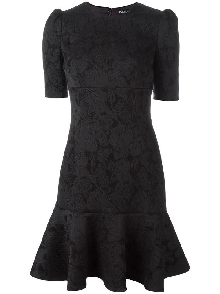 Dolce & Gabbana Tulip Embroidered Dresss, Women's, Size: 48, Black, Polyester/acetate/viscose/silk