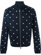 Dsquared2 Maple Leaf Embroidered Harrington, Men's, Size: 48, Blue, Cotton/spandex/elastane