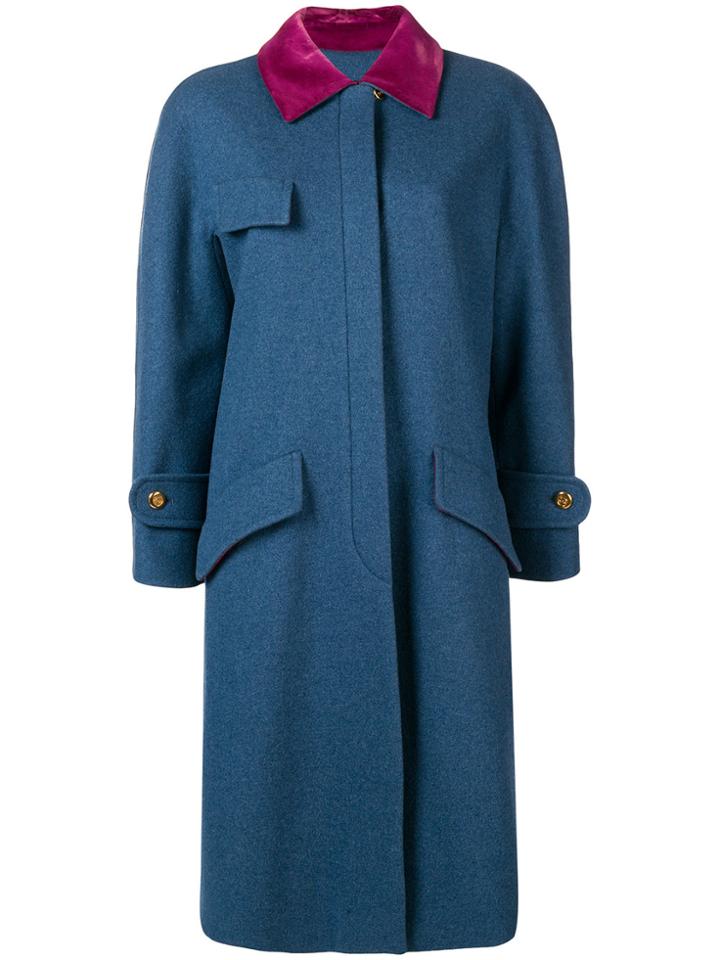 Chanel Vintage Concealed Fastening Coat - Blue