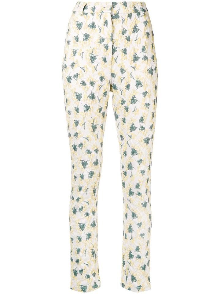 Sonia Rykiel High Waisted Textured Patterned Trousers - Neutrals