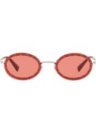 Valentino Eyewear Valentino Garavani Round Frame Sunglasses - Silver