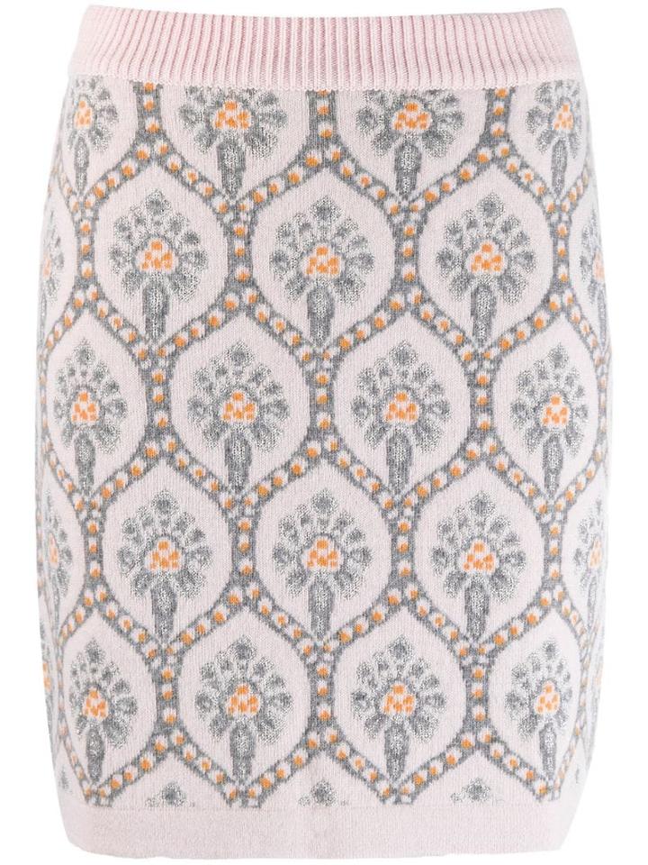 Blumarine Floral Knit Skirt - Silver